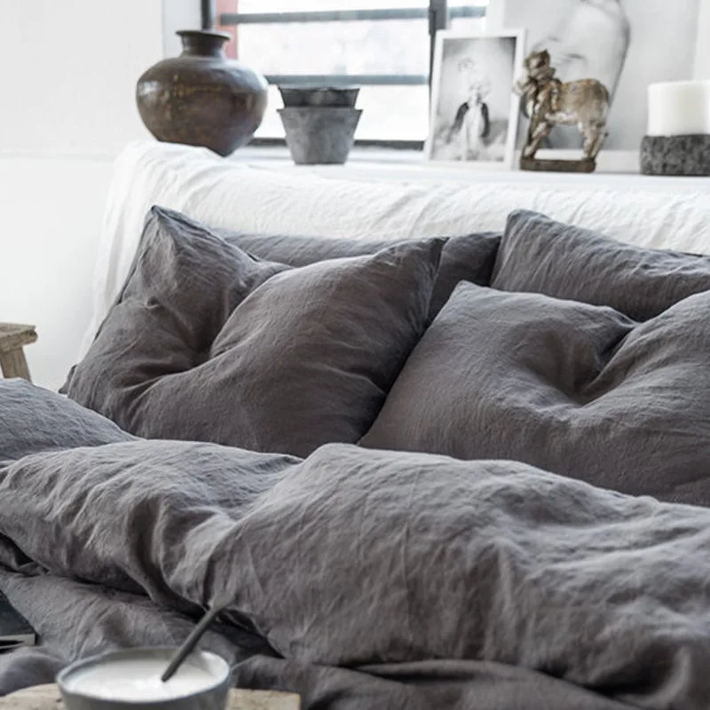 Taies d'oreiller 100% lin pur pour bébé couches poussettes 2 pièces