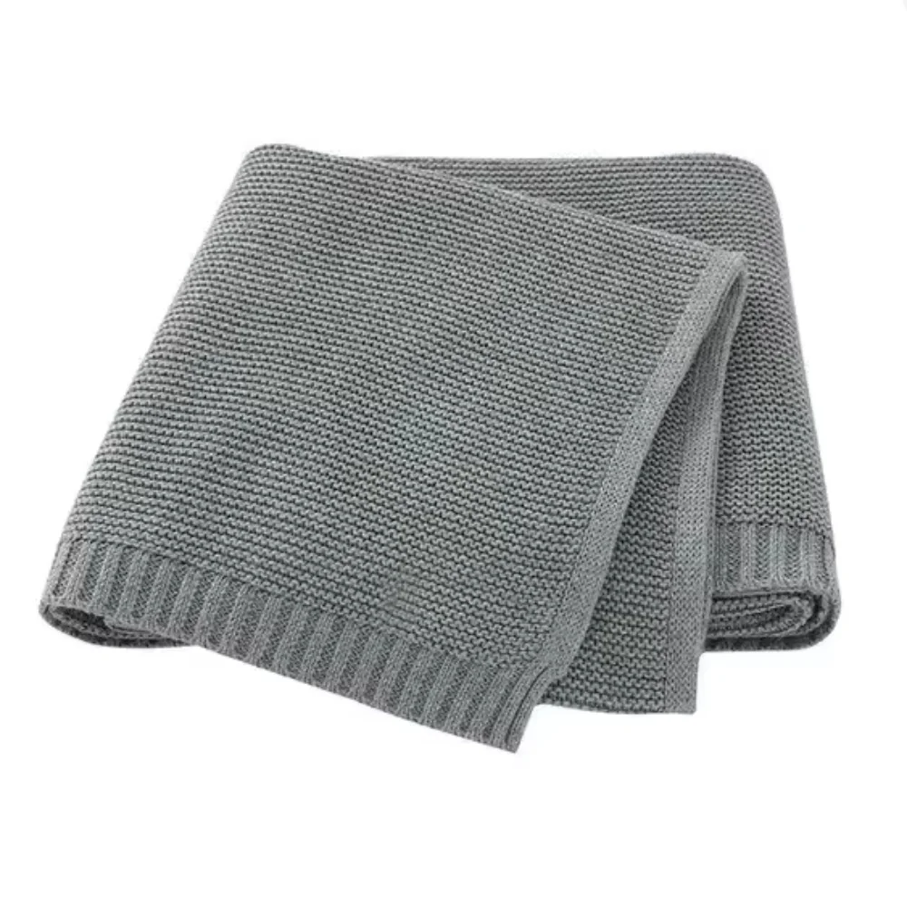 Couverture en laine pour nouveau-né, cadeau avec nom personnalisé, couleur unie, couverture tricotée en coton