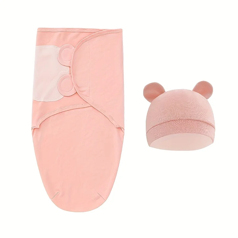 Ensemble de nurserie bébé avec couverture et bonnet rose pastel moderne douxปลอด confortable cadeau naissance 