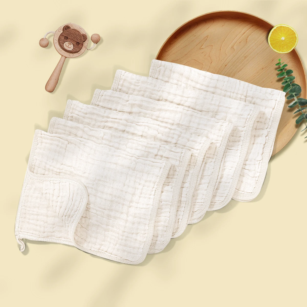 Serviettes bébé en coton 100% doux réutilisables 6 pièces coton biologique douceur pour la peau usage quotidie