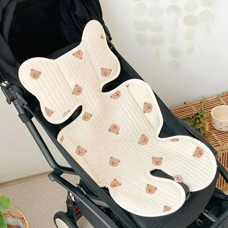 Coussin de siège de poussette en coton ours brodés toutes saisons confort bébé accessoire poussette