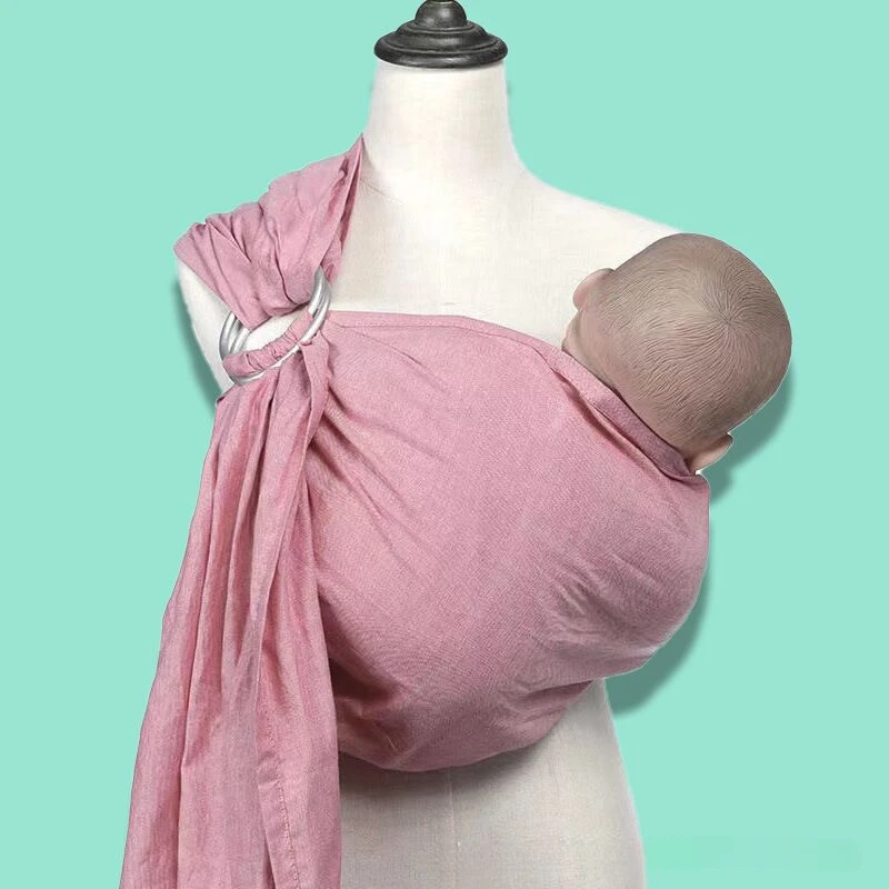 Écharpe portage bébé double anneau métallique coton lin 80% 20% bébé