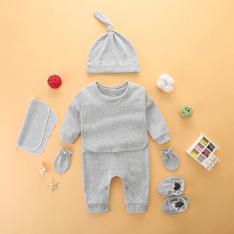 Ensemble vêtements nouveauné coton pur cadeau pleine lune bonnet nœud