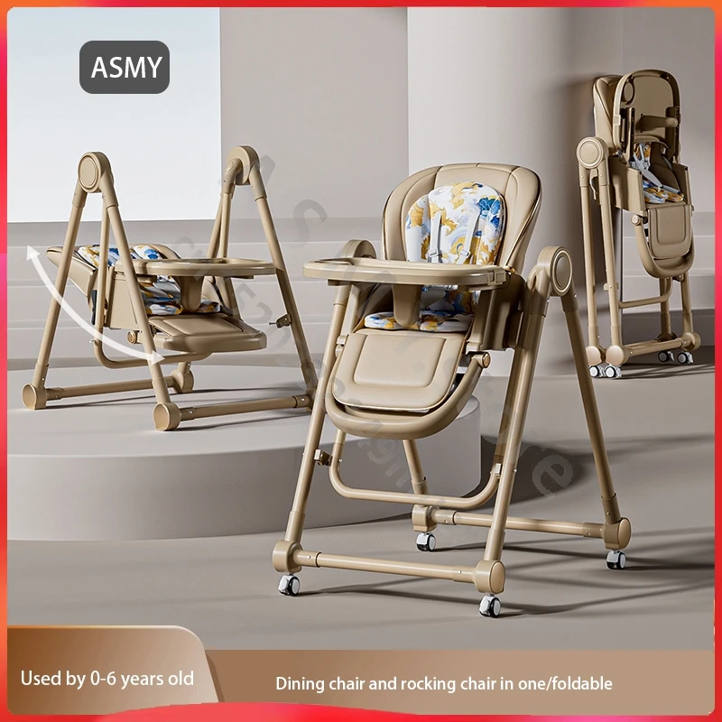 Chaise haute multifonctionnelle ajustable bébé 06 ans chaise berçante portable sécurisée design moderne ASMY