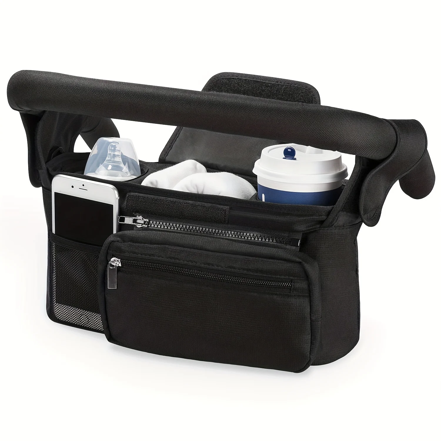 Sac suspendu poussette organizer grande capacité poches multiples sangles réglables couches bouteilles jouets