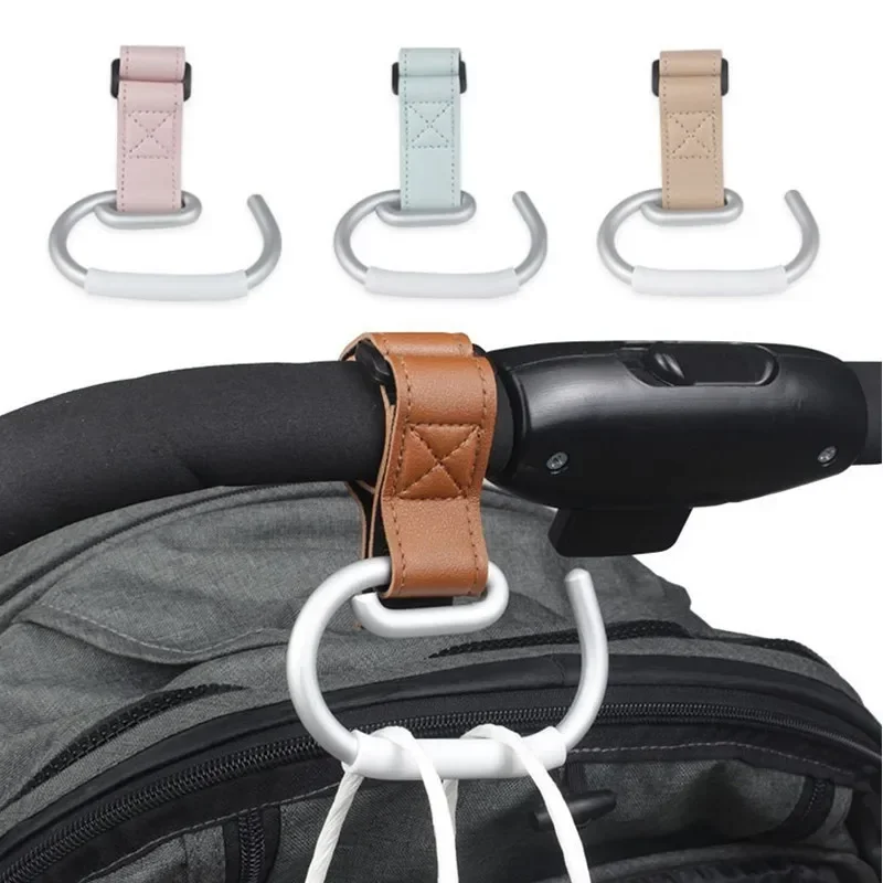 Crochets de poussette rotatifs 360° en cuir PU multifonctionnels