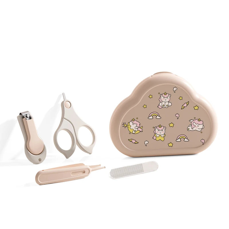 Kit soin ongles bébé Coupeongles sécurité Ciseaux doux Lime à ongles Pince à épiler Boîte rangement dinosaure 