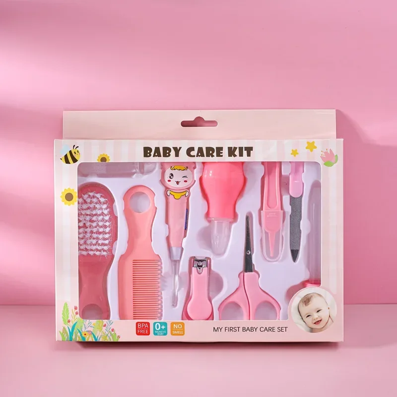 Kit soin bébé 10 pièces accessoires hygiène brosse ciseaux coupeongles