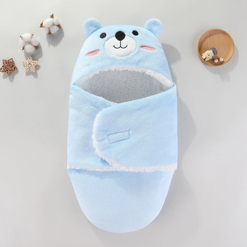 Sacs de couchage doux pour bébé couverture en flanelle cartoon ours sac de nuit confortable 01 an fourrure dou
