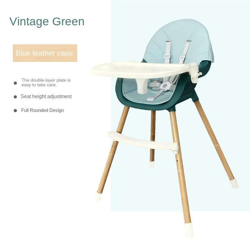 Chaise haute multifonctionnelle pour bébé en cuir synthétique et bois style moderne sécurité portable design é