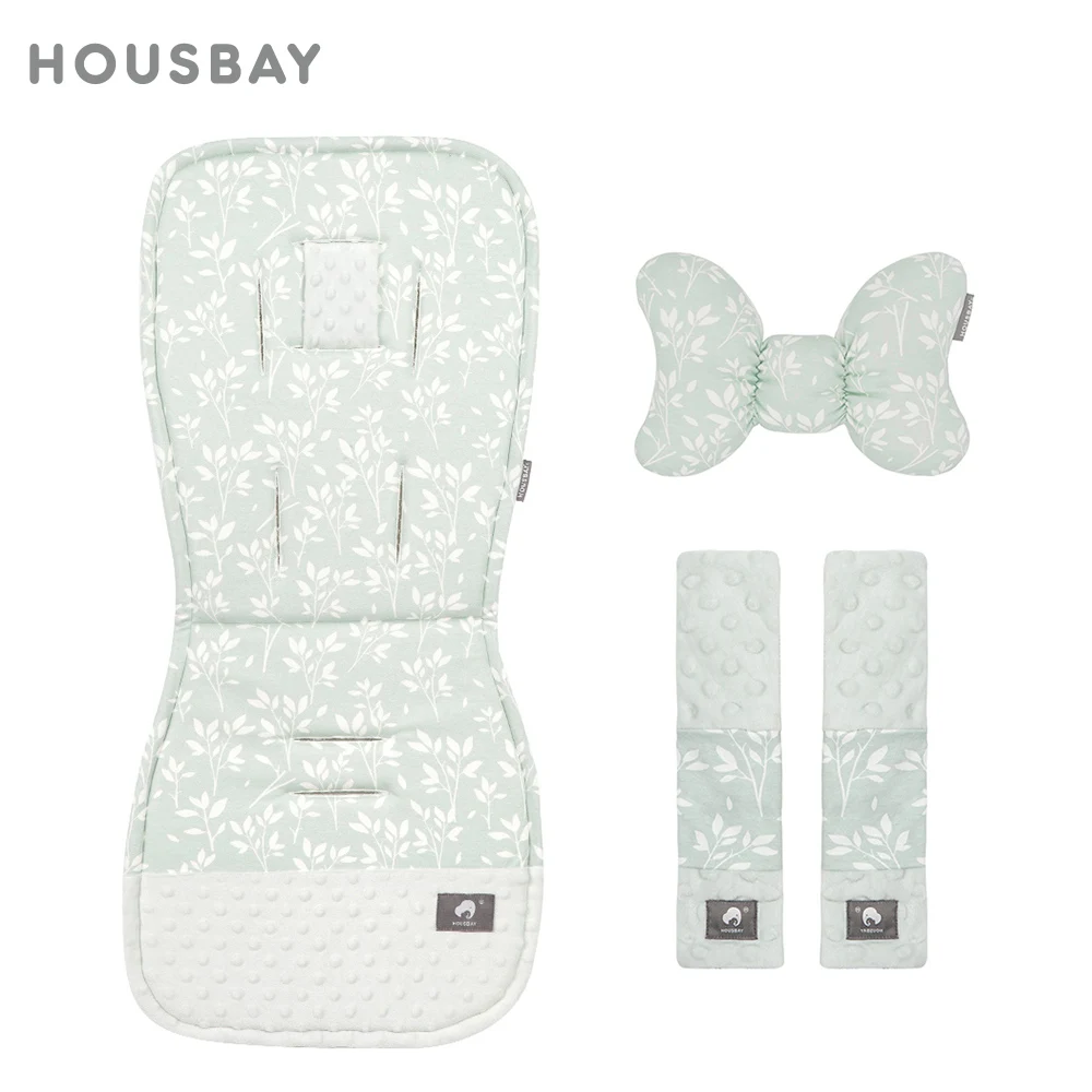 Ensemble coussin poussette oreiller tête housse ceinture HOUSBABY 3 pièces universel coton doux double face mo