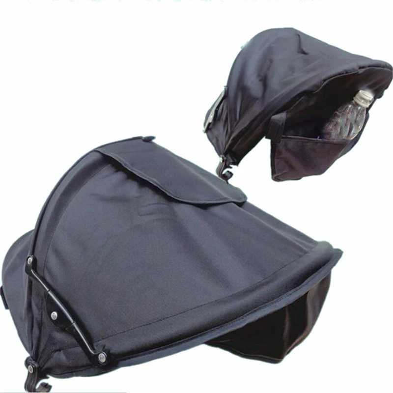 Couvreguidon poussette protection soleil polyester noir compartiment bouteille intégré accessoire bébé design
