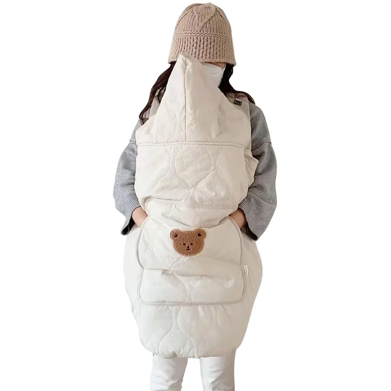 Couverture de poussette bébé automne hiver cape hoodours ours cartoon épaisse Lange Emmaillotage nouveauné cou
