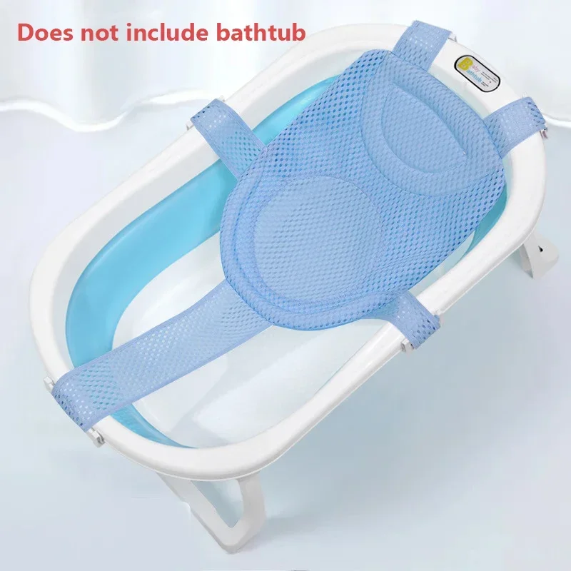 Oreiller de baignoire pour nouveauné antidérapant confortable sécurité tissu mesh base plastique bleu