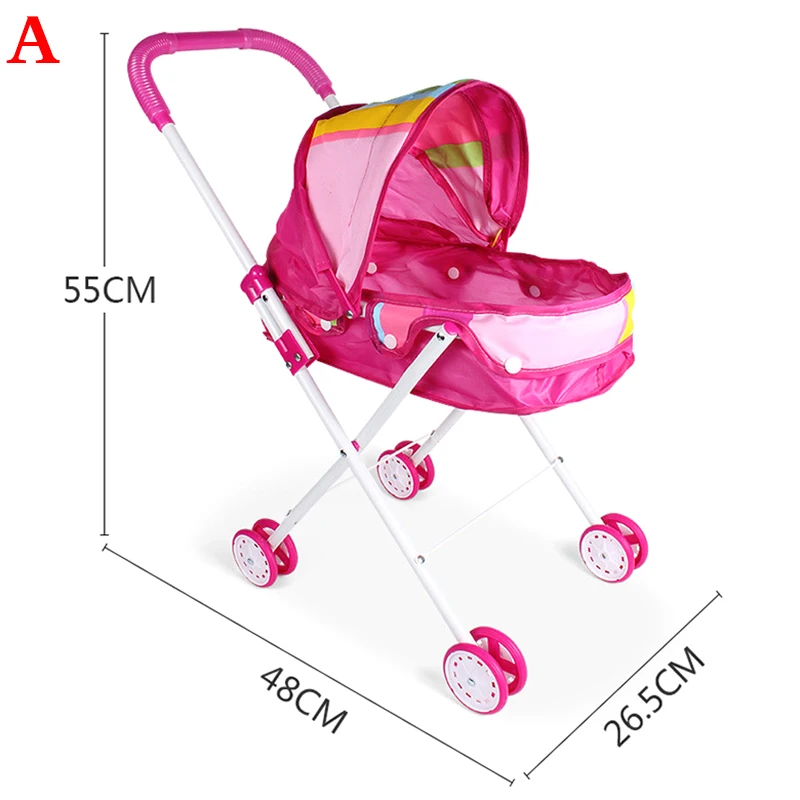 Poussette pour poupée fille 38 ans style girly rose pliable légère