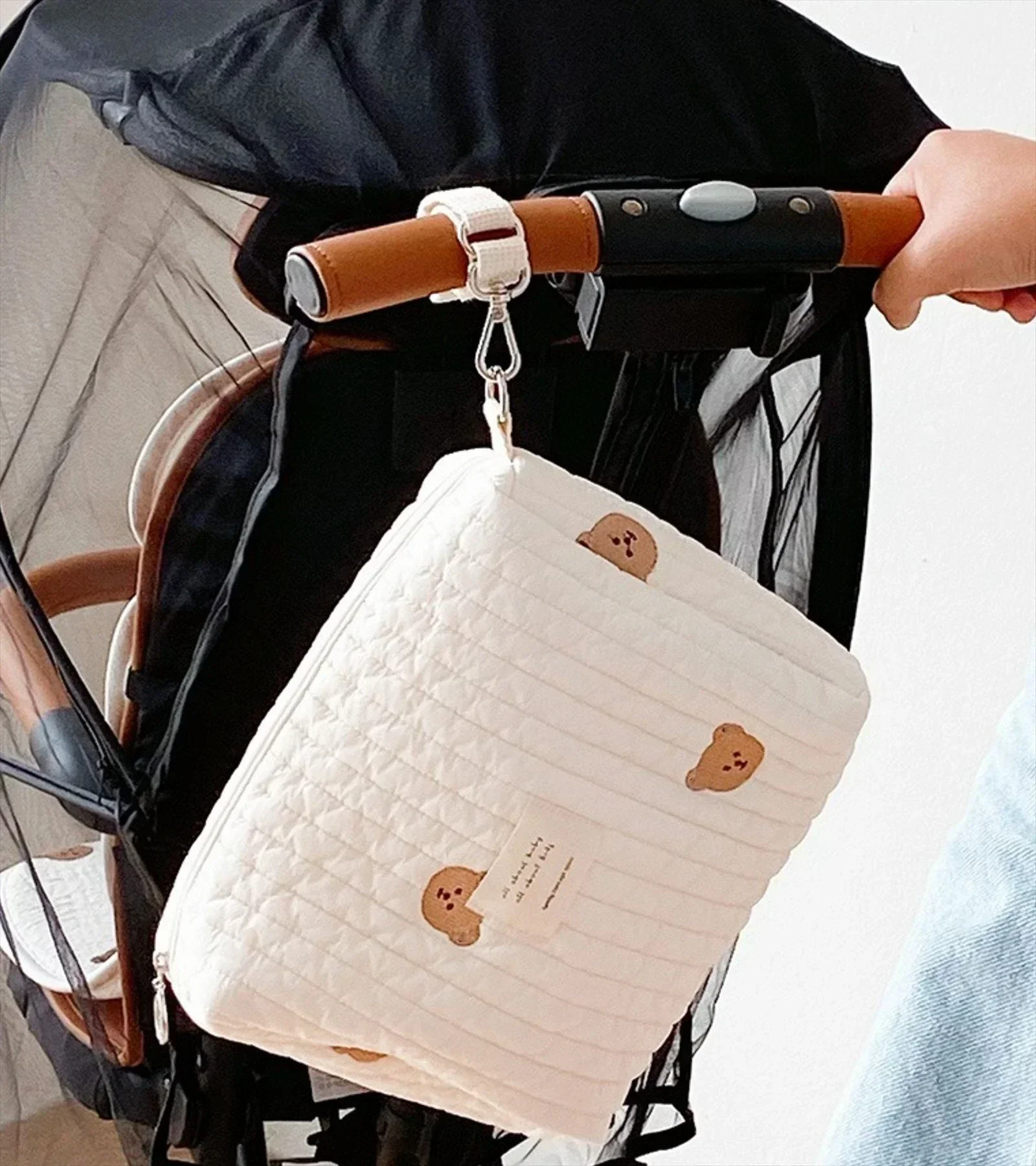 Sac à couches portable pour poussette caddie matelassé organizateur