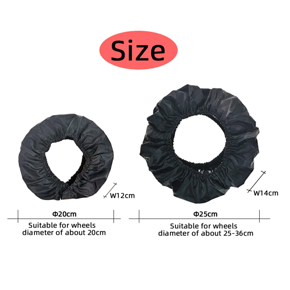 Protègeroues poussette antipoussière tissu Oxford noir élastique ajustable universel bébé enfant