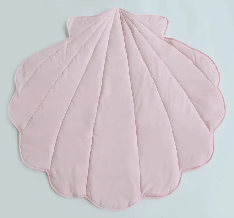 Tapis de jeu coquille en polyester doux bébé style nordique rose pastel