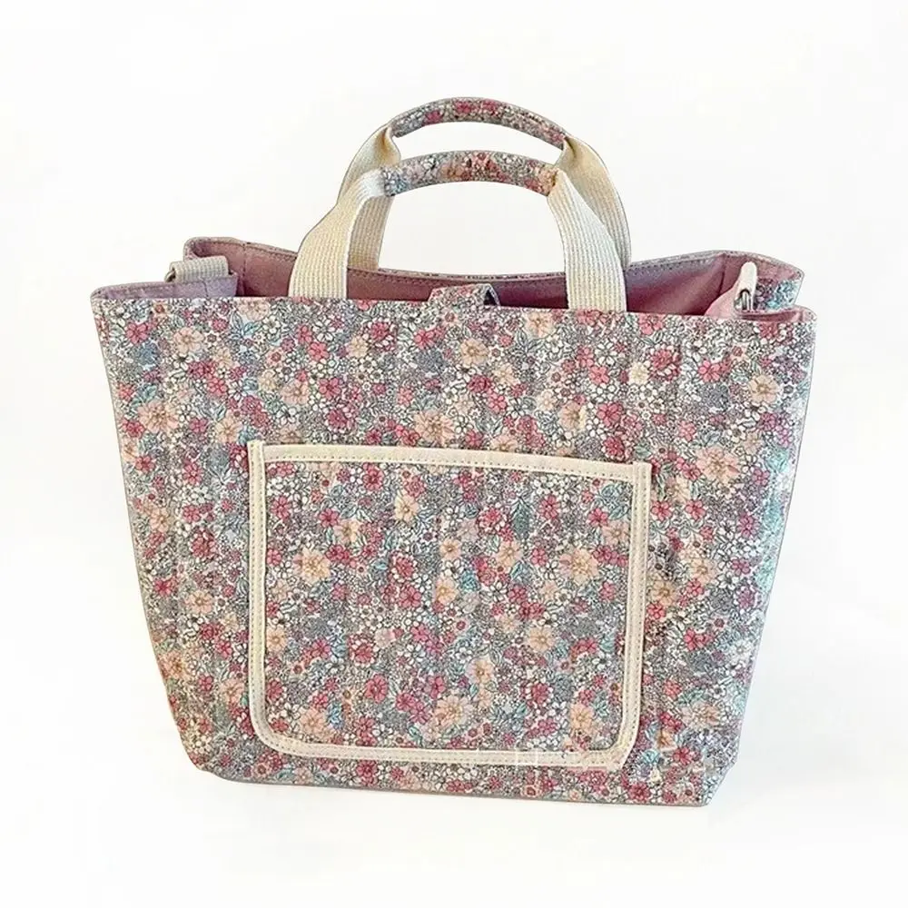 Sac à langer imprimé floral en coton sac de poussette portable sac à main multifonctionnel pour maman et bébé 