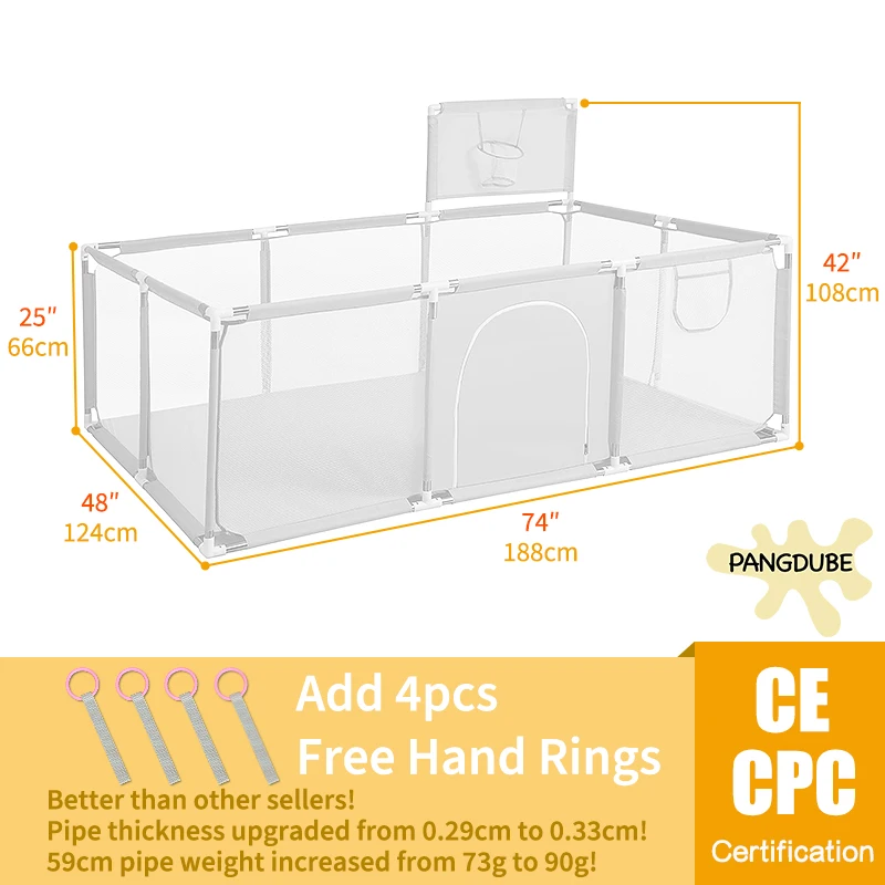 Parc pour bébés barrière de sécurité playpen rectangle en métal et mesh sécurité domestique pour enfants 03 an